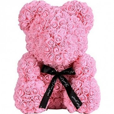 Αρκουδάκι Από Τεχνητά Τριαντάφυλλα Teddy Bear Roses ροζ 45 cm