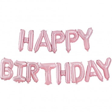 Σετ μπαλόνια γράμματα happy birthday 40cm pink