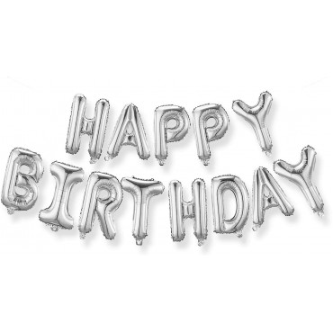 Σετ μπαλόνια γράμματα happy birthday 40cm grey