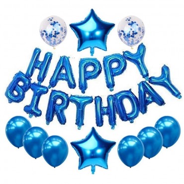 Σετ μπαλόνια 21 τεμ happy birthday 40cm blue