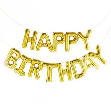 Σετ μπαλόνια γράμματα happy birthday 40cm gold
