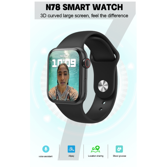 Smartwatch n78 bluetooth κλήσεις IP68 Ελληνικό menu + ΔΩΡΟ Ανταλλακτικό Μεταλλικό Λουράκι (μαύρο)