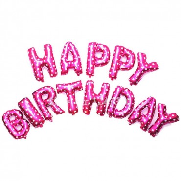 Σετ μπαλόνια γράμματα happy birthday 40cm pink