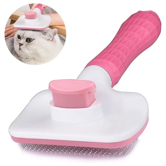 Βούρτσα με κουμπί για σκύλους γάτες ροζ