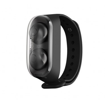 Remax tws15 Ασύρματα Bluetooth Ακουστικά με Βάση Φόρτισης λουράκι(Μαύρο)