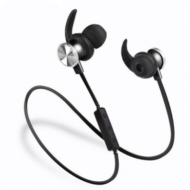 Ασύρματα Ακουστικά Bluetooth με Μαγνήτη και Μικρόφωνο Συμβατά με Android και iPhone, Sports Wireless Headset, bt640 black
