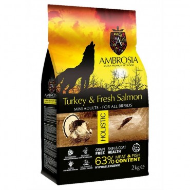 Ambrosia Grain Free Adult Mini - Γαλοπούλα-Σολομός (2kg)