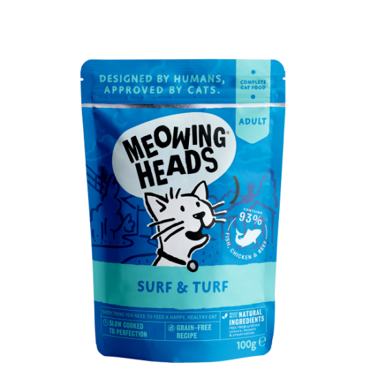 Meowing heads wet Surf & Turf 100gr