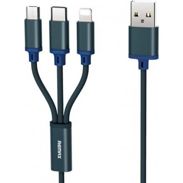 Remax 3 in 1 Cable USB to Lightning / Type-C / Micro USB 115cm (RC-131th) (Μαύρο)