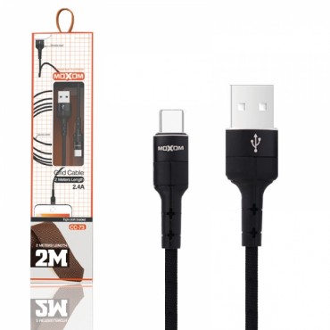 Καλώδιο Σύνδεσης/Φόρτισης Moxom Braided Cable Type-C 2.4A CC-73  (2m) 